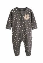 3-Pack Ribbed Cotton 'Little Roar' Zip-Up Rompers - Image 4