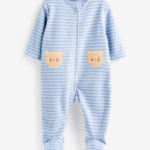 Super Soft 2-Pack Blue Bear Print Fleece Sleepsuits - Image 2