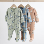 Soft & Snuggle 3-Pack Animal Print Footie Sleepsuits