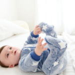 Soft Blue Star Print Teddy Fleece Footed Sleepsuit - Image 3