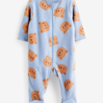 Super Soft 2-Pack Blue Bear Print Fleece Sleepsuits - Image 3
