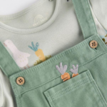 Charming Farm Theme Embroidered Dungaree and Top Set - Image 3