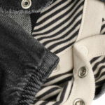 Stylish Black Denim Look Dungaree and Striped Top Set - Image 3