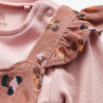 Baby Girls' Floral Corduroy Dungaree and Frill Long-Sleeve Bodysuit Set - Image 3