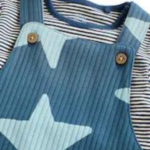 Starry Night Ribbed Dungaree & Striped Bodysuit Set - Image 4