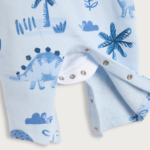 Newborn Watercolour Blue Dinosaur Dungaree and White Bodysuit Set - Image 3