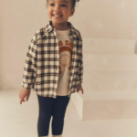 Girls' 3-Piece 'Keep on Shining' Plaid Flannel Shirt, T-Shirt, and Leggings Set - Image 3