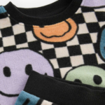 Kids' Funky Checkerboard Smiley Face Fleece Jumper and Jogger Pyjama Set - Image 3