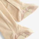 Newborn Neutral Striped Bear Face Fleece Footed Sleepsuit - Image 3