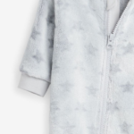 Newborn Ultra-Soft Fluffy Star Print Fleece Footed Zip-Through Sleepsuit - Image 2