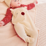 Cozy Newborn Reindeer Character velvet Romper & Hat Set
