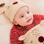 Cozy Newborn Reindeer Character velvet Romper & Hat Set - Image 2