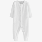 Premium White Embossed Star Cotton Sleepsuit