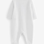 Premium White Embossed Star Cotton Sleepsuit - Image 2