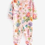 Vibrant Floral Print Navy Teddy Fleece Romper