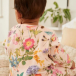 Vibrant Floral Print Navy Teddy Fleece Romper - Image 3