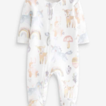Baby Soft Cotton Sleepsuit with Pastel Unicorn & Forest Animal Print