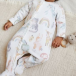 Baby Soft Cotton Sleepsuit with Pastel Unicorn & Forest Animal Print - Image 2