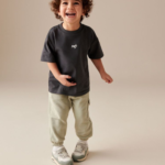 Stylish Infant Charcoal T-Shirt & Sage Green Cargo Pants Set - Image 3