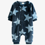 Cozy Navy Blue Star Print Fleece