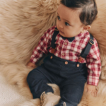 Dapper Baby Boy Festive Outfit: Plaid Shirt, Corduroy Pants & Bow Tie Set - Image 4