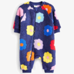 Cozy Newborn Floral Print Teddy Fleece All-in-One Romper