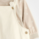 Charming Teddy Ear Corduroy Dungaree and Dot Print Top Set - Image 4