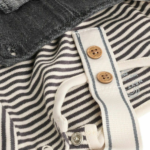 Stylish Black Denim Look Dungaree and Striped Top Set - Image 4