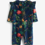 Elegant Newborn Floral Velvet Romper with Cap Set