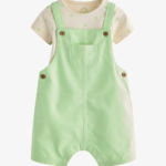 Mint Fresh Dungaree & Printed Bodysuit Set