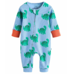 Cozy Rib-Knit 3-Pack Dinosaur Print Footie Rompers - Image 3