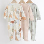 Abstract Forest Ribbed Footie Romper 3-Pack - Neutral Prints - Image 9