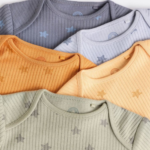 Cozy Ribbed Star Print Long-Sleeve Bodysuits 5-Pack - Image 3
