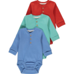 Premium Ribbed Henley Bodysuits 3-Pack - Multi-Color