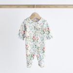 Floral & Swan Embroidered Footed Sleepsuits 3-Pack - Image 3