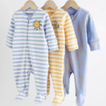 Soft Touch Striped Elephant & Car Footie Rompers 3-Pack