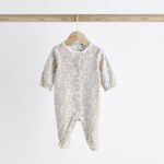 Floral & Swan Embroidered Footed Sleepsuits 3-Pack - Image 4