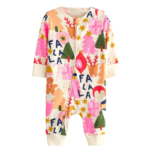 Cozy Harvest Print Footie Romper