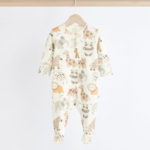 4-Pack Unisex Safari & Panda Print Footie Rompers - Image 6