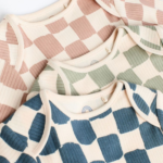 Chic Checkered Ribbed Long-Sleeve Bodysuits 3-Pack - Image 2