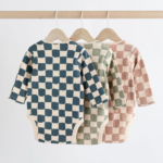 Chic Checkered Ribbed Long-Sleeve Bodysuits 3-Pack