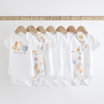 Classic White Animal Print Short-Sleeve Bodysuit 5-Pack