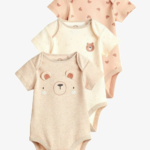Adorable Teddy Bear Short-Sleeve Bodysuit 3-Pack