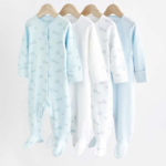 Bold Logo Print Zip-Up Footie Pajamas 3-Pack Set