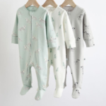 Safari Chic Ribbed Footie Romper 3-Pack - Zip Closure