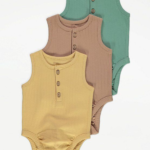 Earth Tones Ribbed Sleeveless Henley Bodysuits 3-Pack