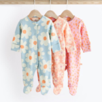 Sweet Daisy Print & Spot Footie Romper 3-Pack