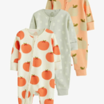 Autumn Orchard Apple Print Ribbed Romper 3-Pack
