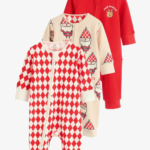 Festive Christmas Ribbed Romper 3-Pack