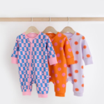 Pop Art Bold Check & Star Ribbed Romper 3-Pack